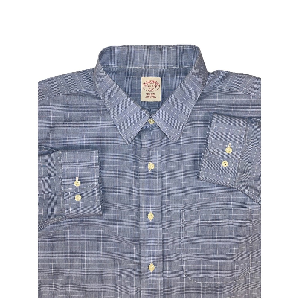 Brooks Brothers 346 Regular Fit Button Up Non-Iron Shirt‎ Men's Sz 17.5-4/5 Blue